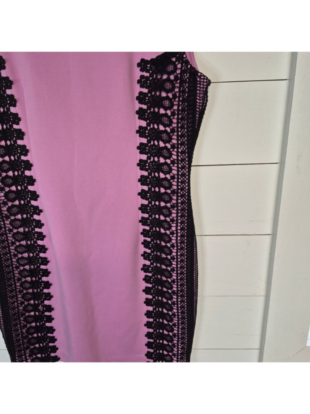 Moon Collection Women's Sleeveless Pink & Black Lace Panel Sheath Dress Size L - Picture 2 of 7